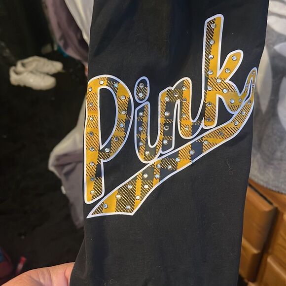 vS pink yellow black plaid yoga leggings pants sz large GUC vintage see pic - Picture 3 of 7